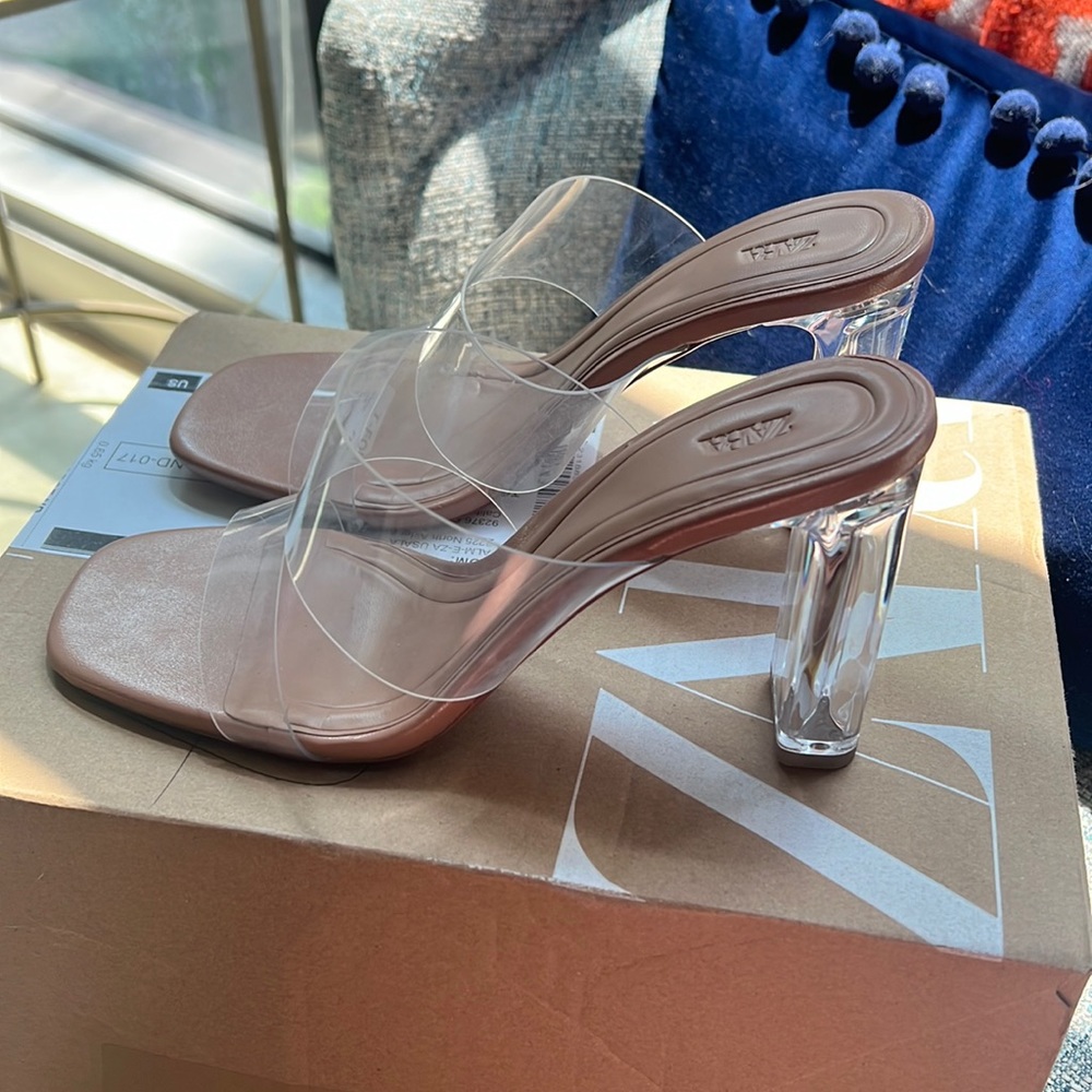 Zara Nude and Clear Heels